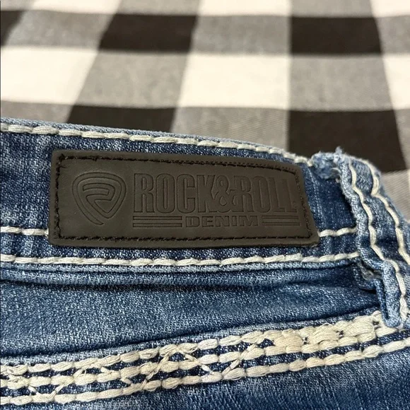 Rock & Roll Denim Mid Rise Trouser Cowgirl Bootcut Flare Jeans 28 x 32 Stretch - Picture 9 of 11